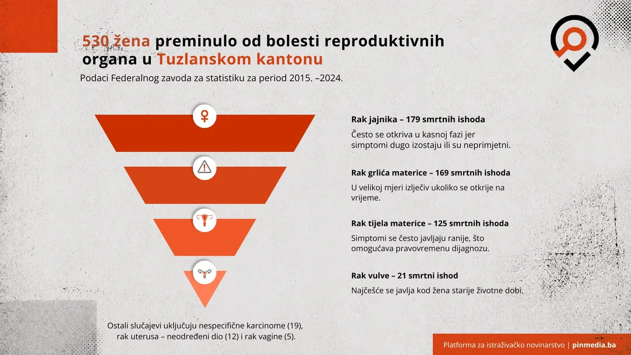530 žena preminulo od bolesti reproduktivnih organa u TK. Izvor: PIN
